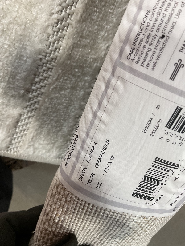 Photo 1 of **DIRT FROM TRANSPORT **JONATHAN Y Hallie High-Low Curve Ivory/Cream Indoor/Outdoor Area Rug, 8x10, Minimalist, Pet Friendly, Non-Shedding, Stain Resistant, Hose-Washable for Backyard, Patio, Porch (SCN100B-8)