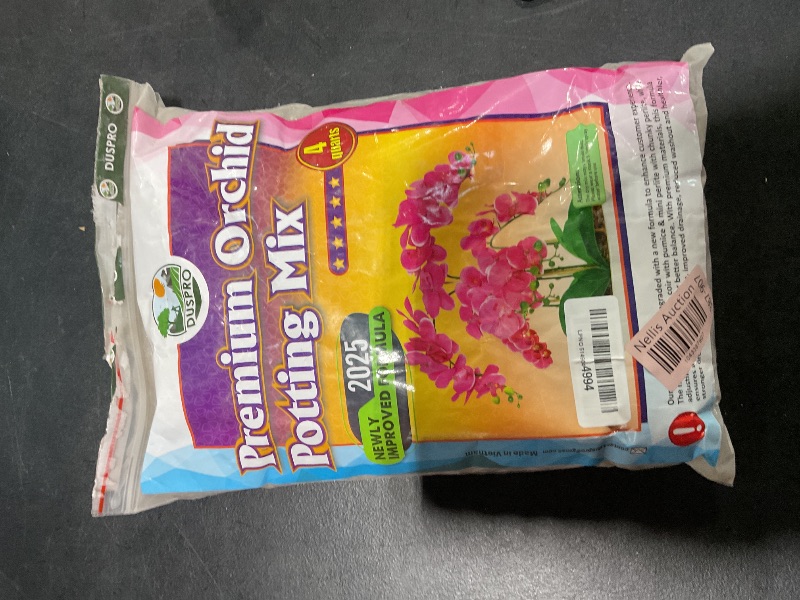 Photo 1 of [Upgraded] DUSPRO Orchid Potting Mix for Repotting with Forest Moss, Pine Bark, Perlite & Pumice, Orchid Bark Potting Mix,Orchid Repotting Soil, Drainage Indoor Potting, Orchid Pot Not Included, 4 QT