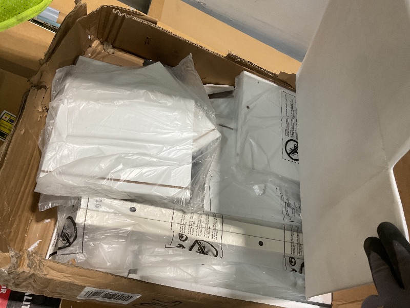 Photo 1 of **ONE BOX OF TWO. SELLING FOR PARTS. BOX B**Bellemave Queen Size Corner Bed Frame with Desk and Storage Drawers,Queen Metal Platform Corner Bed with Charging Station and LED Lights, Queen Daybed for Kids Teens Guests,White