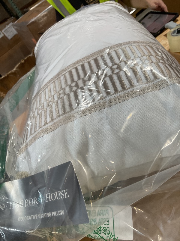 Photo 1 of ** dirt from transport **Harbor House Modern Design Decorative Pillow Hypoallergenic Sofa Cushion Lumbar, Back Support, Oblong 12" x 20", Anslee, Cotton Tassel Taupe