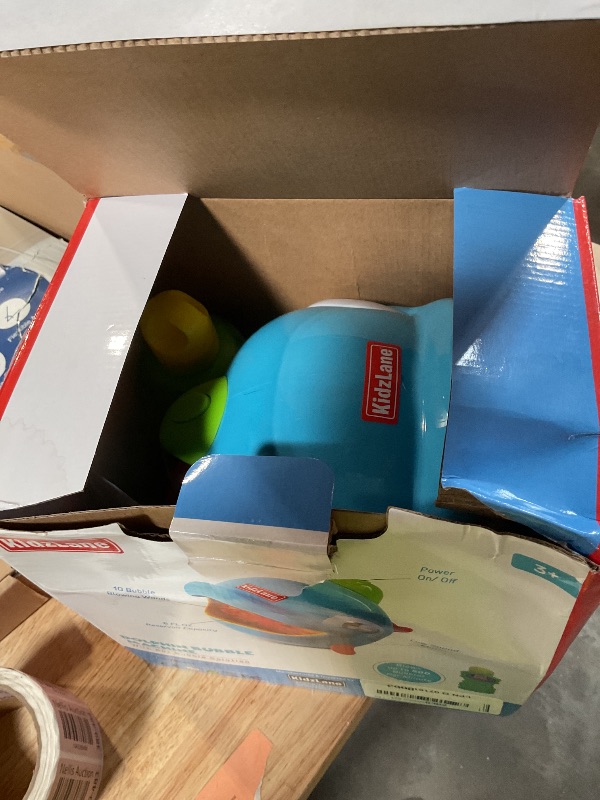 Photo 1 of *** ONE BOTTLE MISSING *** Kidzlane Bubble Maker Machine for Kids - Big Bubbles Speed Blower for Toddler's Outdoor Party Play - Makes 500 to 1000 per Minute (Bubble Dolphin) - Easter Basket Filler and Easter Gift for Children