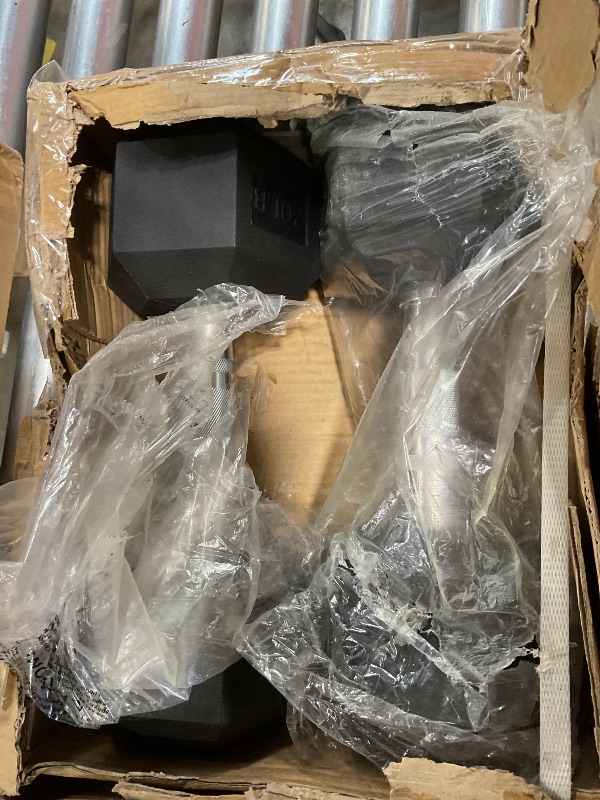 Photo 1 of *** 2 WIEGHTS ONLY DOESN'T COME WITH STAND OR EXTRA WEIGHTS*** Fitvids Rubber Coated Hex Dumbbell Weight Set and Rack – Dumbbell + A-Rack: 150lbs (5-25lbs Pairs) – Black