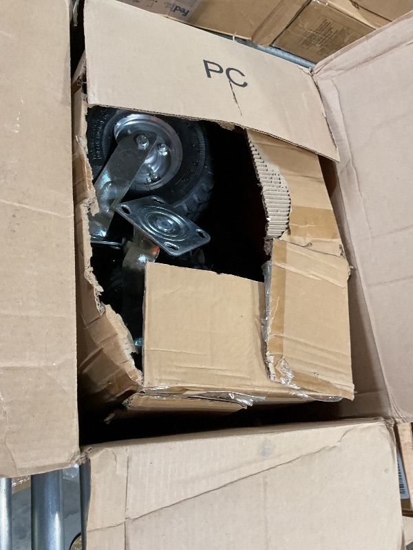 Photo 1 of 10 inch Casters Wheels, Heavy Duty Casters Set of 4 Load 1300lbs with Brake, Locking Swivel Plate Caster, Industrial Castor Wheels for Workbench, Cart, Trolley, Wagon and Shelves