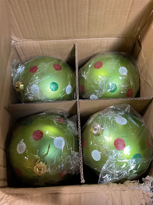 Photo 1 of 8 Pack 6 Inch Large Christmas Ball Ornaments Outdoor Red Green Polka Dot Shatterproof Plastic Big Christmas Tree Decorations - Giant Oversized Xmas Baubles for Yard Lawn Holiday Hanging Decor
