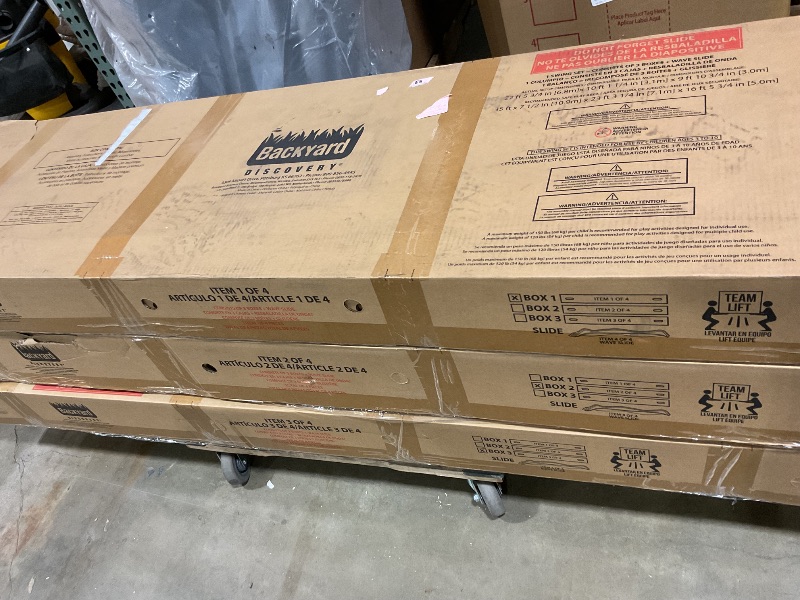 Photo 7 of Backyard Discovery Endeavor II Cedar Wood Swing Set with Wave Slide, Play Deck, Double Rock Wall, Picnic Table, Climbing Wall, Belt Swings, Web Swing, Toy Telescope, Step Ladder, Outdoor Playset