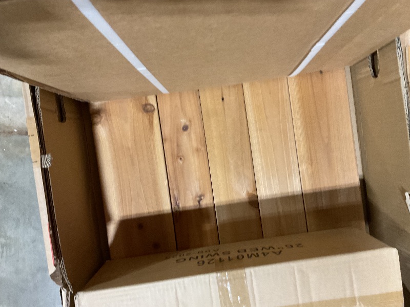 Photo 8 of Backyard Discovery Endeavor II Cedar Wood Swing Set with Wave Slide, Play Deck, Double Rock Wall, Picnic Table, Climbing Wall, Belt Swings, Web Swing, Toy Telescope, Step Ladder, Outdoor Playset