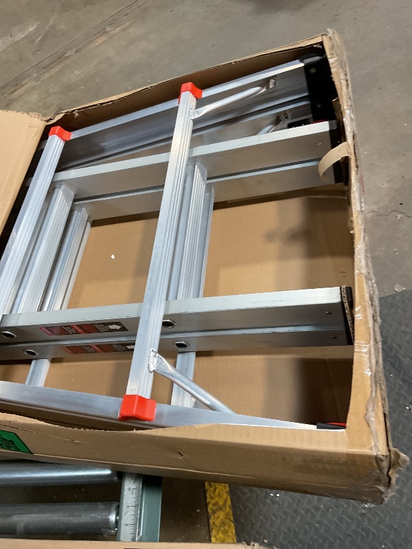 Photo 1 of ***POSSIBLY FOR PARTS/ HAS DAMAGES TO 1 OF THE WHEELS ITS MISSING A LOCK TO KEEP LADDER IN PLACE*** Little Giant Ladders, Velocity with Wheels, M26, 26 Ft, Multi-Position Ladder, Aluminum, Type 1A, 300 lbs Weight Rating, (15426-001)