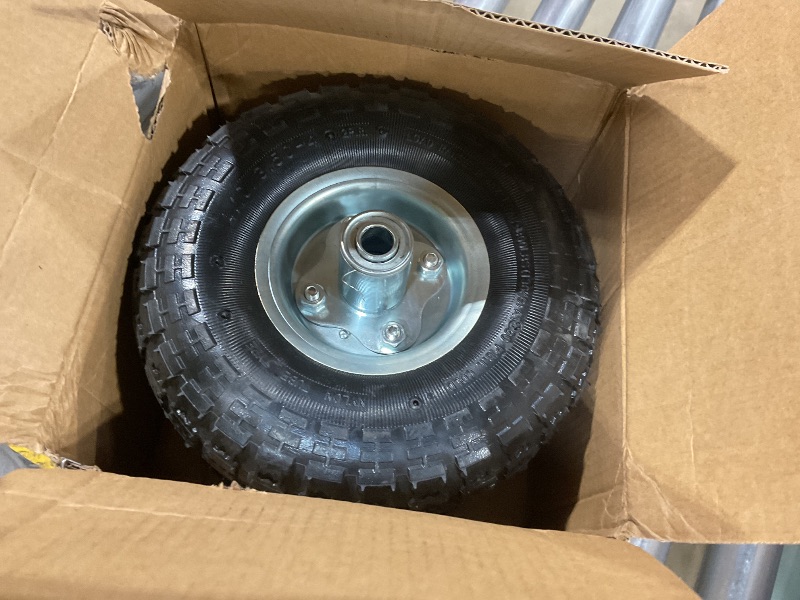 Photo 1 of (2 Pack) RRQ 10 Inch Pneumatic Wheel 4.10/3.50-4 Tire, 10" Pneumatic Wheels with 5/8" Bearings,2.2" Offset Hub for Garden Cart, Hand Truck, Lawn Cart, Mower