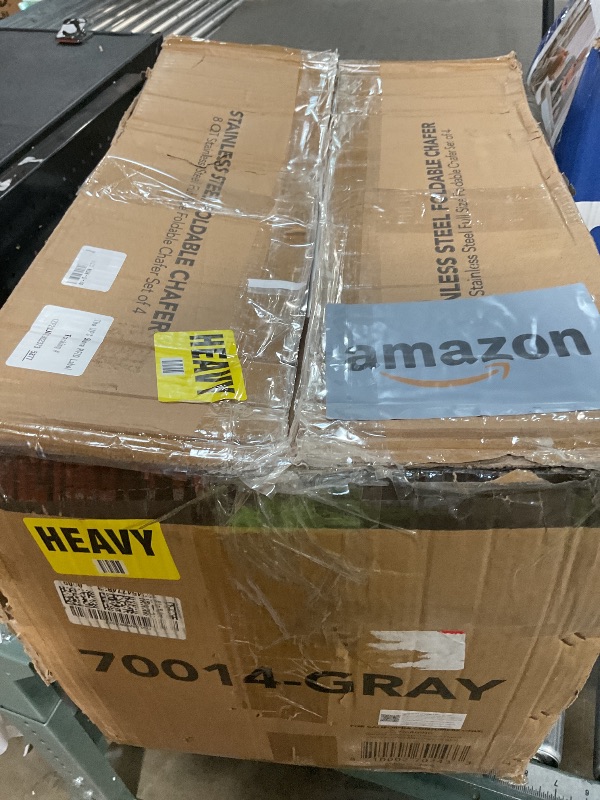 Photo 1 of ***MISSING SETTING RACK & HAS DAMAGES (DENTED)*** cAlpha Living 4 Pack Chafing Dish Full Set – Stainless Steel Catering Chafer with Lids, Pans & Fuel Holders – Buffet Food Warmers for Parties, Events & Weddings – Alpine Gray Handles