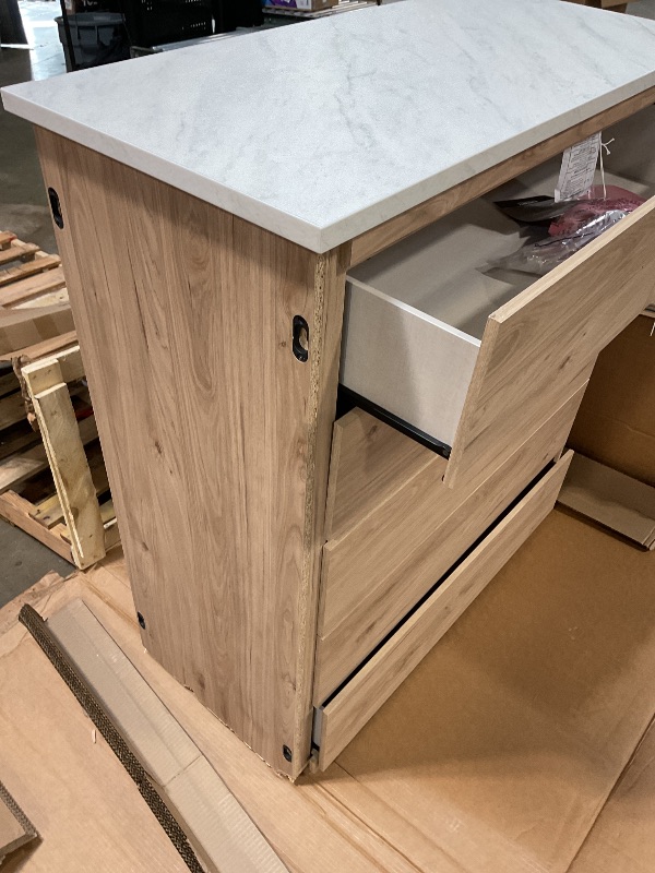 Photo 1 of **TRUCK PICK UP ONLY** Signature Design by Ashley Cadmori Bohemian 5-Drawer Chest of Drawers with Safety Stop and Post Legs, White & Light Brown