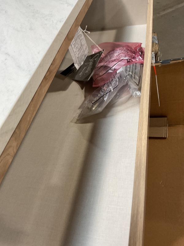 Photo 1 of **TRUCK PICK UP ONLY** Signature Design by Ashley Cadmori Bohemian 5-Drawer Chest of Drawers with Safety Stop and Post Legs, White & Light Brown