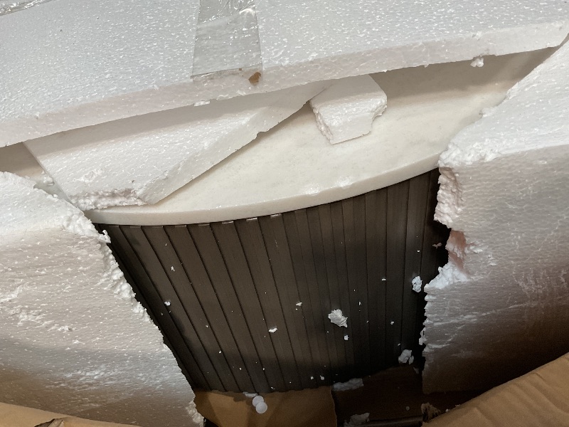 Photo 1 of ***UNKNOWN DAMAGES/MISSING PIECES*** Coaster Home Furnishings - Jason - Engineered Wood - Round Coffee Table with White Marble Top, Ribbed Base and Gold Metal Leg - Living Room - 35-Inch - White and Charcoal - 710418