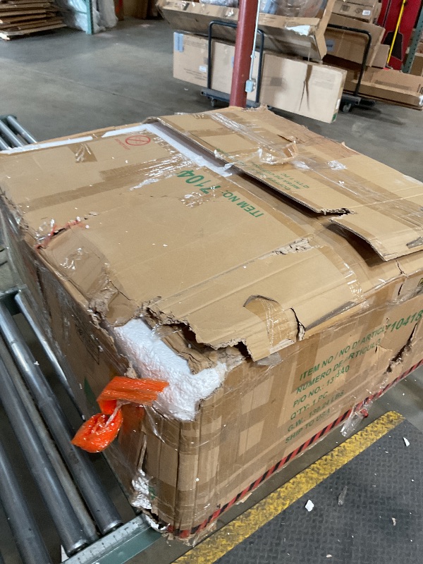 Photo 1 of ***UNKNOWN DAMAGES/MISSING PIECES*** Coaster Home Furnishings - Jason - Engineered Wood - Round Coffee Table with White Marble Top, Ribbed Base and Gold Metal Leg - Living Room - 35-Inch - White and Charcoal - 710418