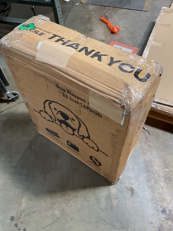 Photo 1 of **POSSIBLY FOR PARTS/ UNKNOWN DAMAGES/ MISSING PIECES*** New Thickened Version Dog Playpen, 32 Inch Dog Fences for The Yard, Portable Outdoor Dog Playpen for Large/Medium/Small Dogs, Foldable Metal Dog playpen, with Doors (16 Panels, 32 Inch)