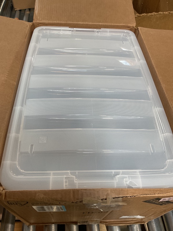 View 3 of **BROKEN LIDS**IRIS USA 2-Pack Storage Bins with Lids, 72 Quart, Made in USA Stackable See-Through Organizing Solution Latches Durable Nestable Containers Secure Pull Handle, BPA-Free Plastic