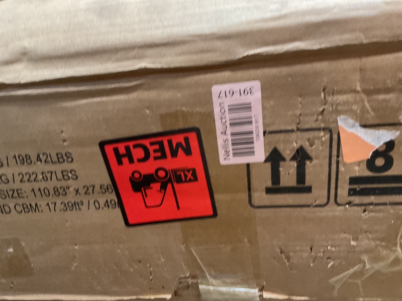 Photo 1 of ***USED, MAJOR DAMAGE TO ONE CORNER***Hathaway Excalibur 9-Ft Shuffleboard Table for Great for Family Recreation Game Rooms, Designed with a Rustic Driftwood Finish with Built-In Leg Levelers, Includes 8 Pucks, Table Brush and Wax