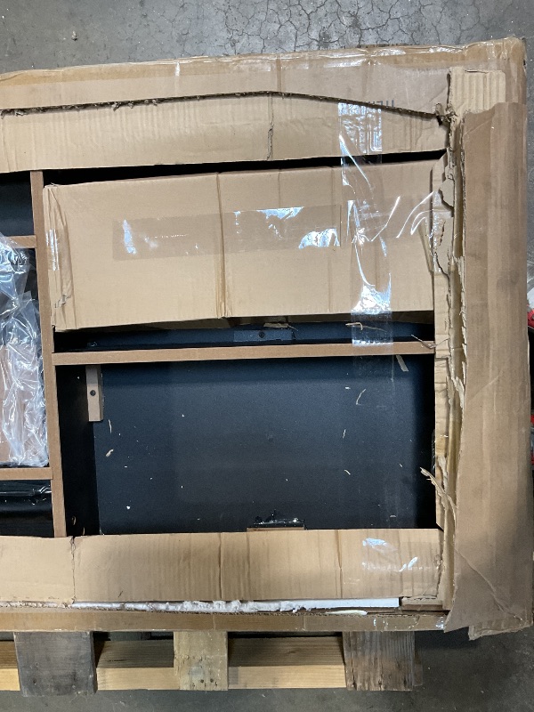 Photo 1 of ***USED, MAJOR DAMAGE TO ONE CORNER***Hathaway Excalibur 9-Ft Shuffleboard Table for Great for Family Recreation Game Rooms, Designed with a Rustic Driftwood Finish with Built-In Leg Levelers, Includes 8 Pucks, Table Brush and Wax