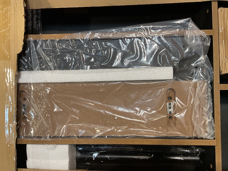 Photo 1 of ***USED, MAJOR DAMAGE TO ONE CORNER***Hathaway Excalibur 9-Ft Shuffleboard Table for Great for Family Recreation Game Rooms, Designed with a Rustic Driftwood Finish with Built-In Leg Levelers, Includes 8 Pucks, Table Brush and Wax