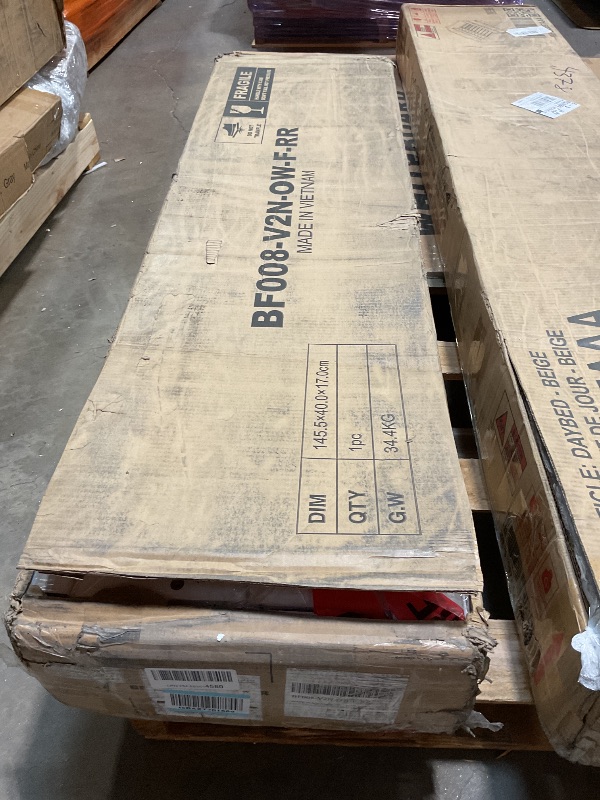 Photo 1 of ***PARTIAL SET***Rolanstar Bed Frame Full Size with Charging Station and LED Lights, Upholstered Headboard with Storage Shelves, Heavy Duty Metal Slats, No Box Spring Need, Noise Free, Easy Assembly, White