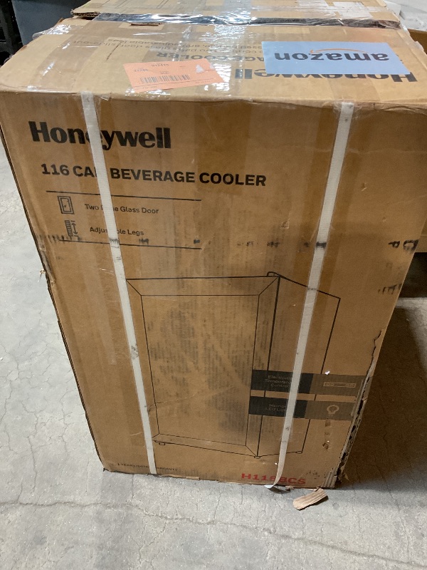 Photo 1 of ***MINOR DAMAGE ***Honeywell Beverage Refrigerator and Cooler, 116 Can Mini Fridge with Glass Door for Soda Beer or Wine for Office or Bar with Adjustable Removable Shelving, Commercial Grade