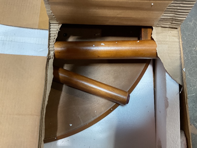 Photo 1 of ***MINOR DAMAGE, UNKNOWN MISSING HARDWARE ***LITTLE TREE Solid Wood Bar Table, 39.37-Inch Round Bistro Table with Sturdy Frame, for Living Room, Dining Room, Small Space (Rustic Walnut)