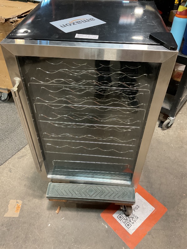 Photo 1 of ***MAJOR DAMAGE, RATTLES WHEN TURNED ON***Hamilton Beach HBWF4303, 43-Bottle Wine Cooler Fridge Cellar with Curved Wire Shelves, Digital Control, Mirror Finish