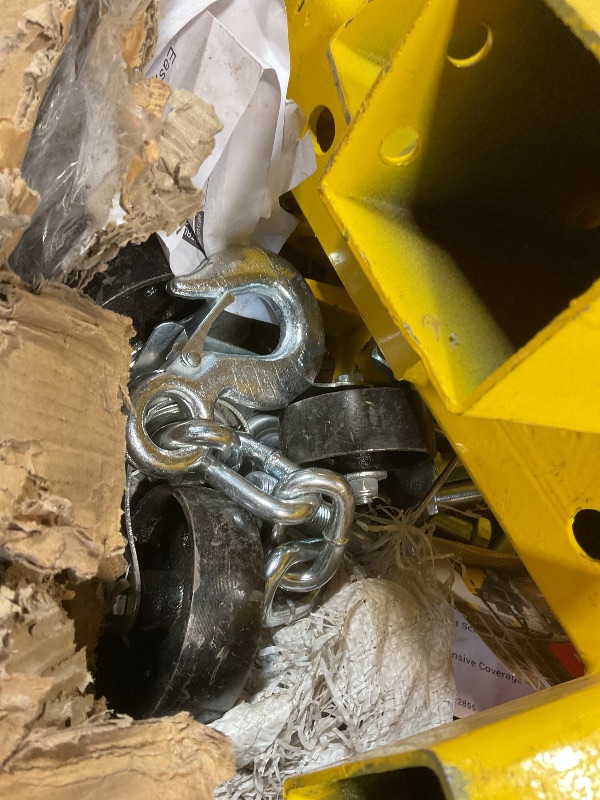 View 6 of **MISSING BLACK EXTENSION PIECE. Selling for parts**2-Ton Folding Engine Hoist Cherry Picker 4400 Lb Capacity Hydraulic Shop Crane with Telescoping Boom 6 Caster Wheels for Automotive Repair Garage Use Includes Hitch and Storage Stand Yellow
