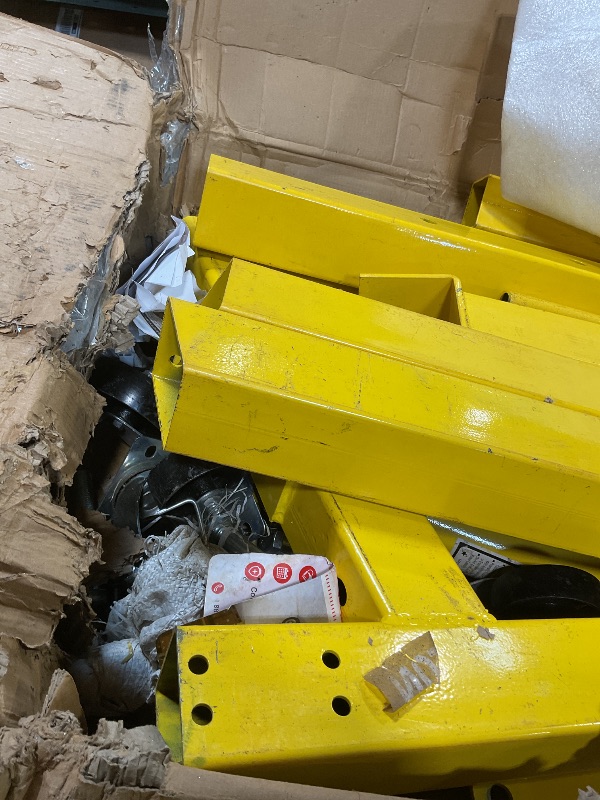 View 3 of **MISSING BLACK EXTENSION PIECE. Selling for parts**2-Ton Folding Engine Hoist Cherry Picker 4400 Lb Capacity Hydraulic Shop Crane with Telescoping Boom 6 Caster Wheels for Automotive Repair Garage Use Includes Hitch and Storage Stand Yellow