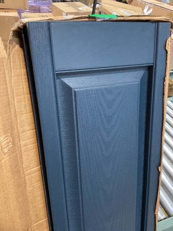 Photo 1 of **SHUTTERS ONLY**Ekena Millwork Lifetime Vinyl LP2S14X06300MB Standard Two Equal Panel Vinyls, Raised Panel Vinyl Shutters, w/Installation Shutter-Lok's & Matching Screws (Per Pair), 14 3/4"W x 63"H, Midnight Blue