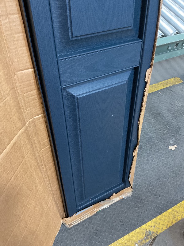 Photo 1 of **SHUTTERS ONLY**Ekena Millwork Lifetime Vinyl LP2S14X06300MB Standard Two Equal Panel Vinyls, Raised Panel Vinyl Shutters, w/Installation Shutter-Lok's & Matching Screws (Per Pair), 14 3/4"W x 63"H, Midnight Blue
