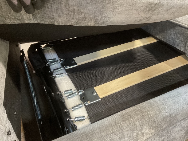 Photo 1 of **DIRT. MINOR BED DAMADE TO FRAME PIECE**Assembly required. **Marsail Pull Out Sofa Bed, Full Size Sleeper Sofa with Memory Foam Mattress, 2 USB Charging and Removable Covers, Loveseat for Living Room, Apartment, Supports 600 LBS, Chenille Fabric, Grey