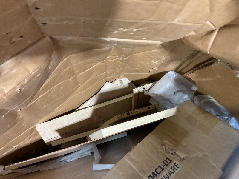 Photo 1 of **SELLING FOR PARTS. MISSING MIRROR. MINOR DAMGE TO CORNER**LINSY Wood Vanity with Glass Top, Makeup Vanity with Storage Drawers, Boho Fluted Vanity Desk with Mirror and Lights, Large Dressing Table with Cabinet and Outlet for Bedroom, Women, Girls