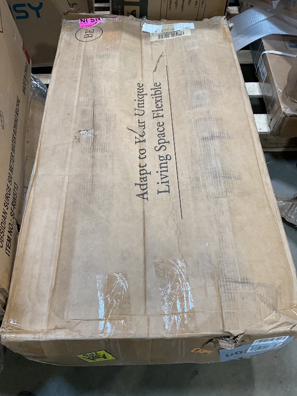 Photo 1 of 108" L-Shaped Boneless Couch, Modular Sectional Sofa with Moveable Ottoman, Corduroy Cloud Couches for Living Room, No Assembly, Ship in a Box, Beige