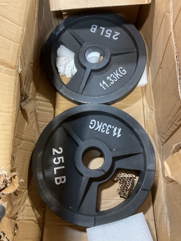 Photo 1 of **DIRT. SCRAPES**Fitvids Standard Cast Iron 1-Inch Weight Plate for Strength Training & Weightlifting, 25LB Pair