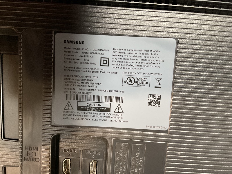 Photo 1 of Samsung 43-Inch Class Crystal UHD U8000F 4K Smart TV (2025 Model) Endless Free Content, Crystal Processor 4K, MetalStream Design, Knox Security, Alexa Built-in