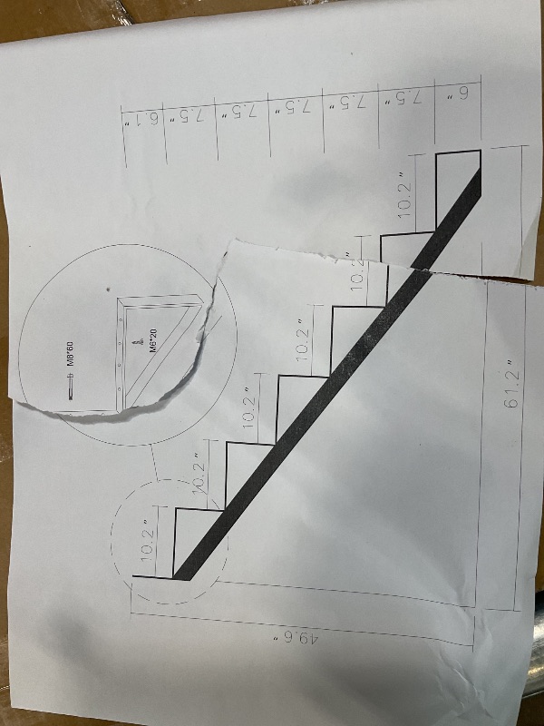 Photo 1 of Zwinz Galvanized Steel Stair Riser 6 Step, Metal Stair Stringers for Deck Height 49.6 inches, Steel Stair Step Riser for Outside Stairs?2Pack