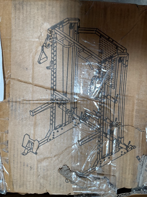Photo 1 of *ONLY BOX 1OF2* Power Cage, 2000LB Capacity Squat Rack with Cable Crossover and Dual Independent Pulley System, Workout Cage with More Training Attachments, Power Rack for Home Gym (Black)