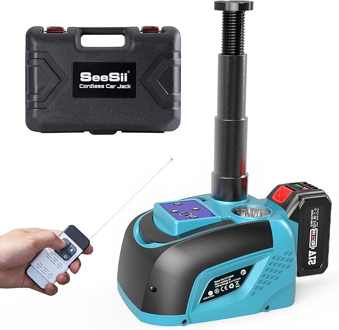 Photo 1 of *NEEDS NEW BATTERY**FOR PARTS* Seesii Electric Car Jack Battery-Powered, 5Ton 21V Cordless Car Hydraulic Jack with 4.0Ah Battery & Remote Control, Portable Emergency Tire Change Tool for Sedan SUV MPV Pickup