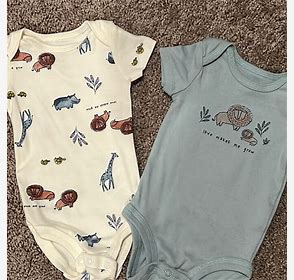 Photo 1 of ** 3 PACK ALL BLUE** Simple Joys by Carter's Baby Boys' 3-Pack Short-Sleeve Tee Shirts, Dusty Blue/Gold Stripe/Tapestry Blue Stripe