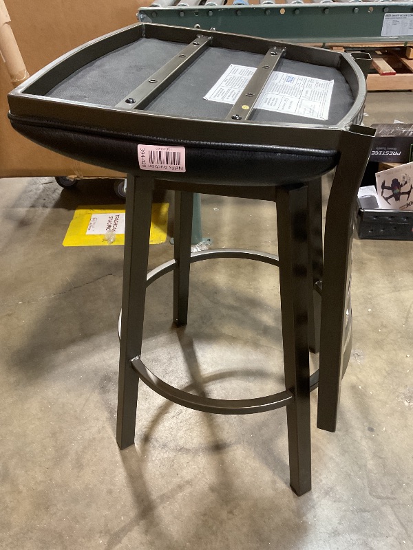 Photo 1 of **MISSING ASSEMBLY HARDWARE/NO PACKAGING** Armen Living Fargo Contemporary Faux Leather Swivel Kitchen Barstool, 30" Bar Height, Black