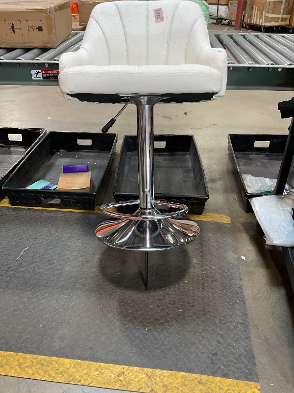 Photo 1 of **PARTIAL SET ONLY 1/ POSSIBLY FOR PARTS CHAIR WON'T STAND** VECELO Bar Stools Set of 2, Adjustable Barstools, Counter Height Stools with Back and Arm, Kitchen Island Stools, Swivel PU Leather Stools, Modern Style, White