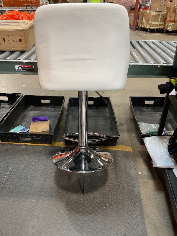 Photo 1 of **PARTIAL SET ONLY 1/ POSSIBLY FOR PARTS CHAIR WON'T STAND** VECELO Bar Stools Set of 2, Adjustable Barstools, Counter Height Stools with Back and Arm, Kitchen Island Stools, Swivel PU Leather Stools, Modern Style, White
