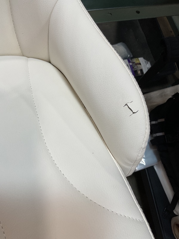 Photo 1 of **PARTIAL SET ONLY 1/ POSSIBLY FOR PARTS CHAIR WON'T STAND** VECELO Bar Stools Set of 2, Adjustable Barstools, Counter Height Stools with Back and Arm, Kitchen Island Stools, Swivel PU Leather Stools, Modern Style, White