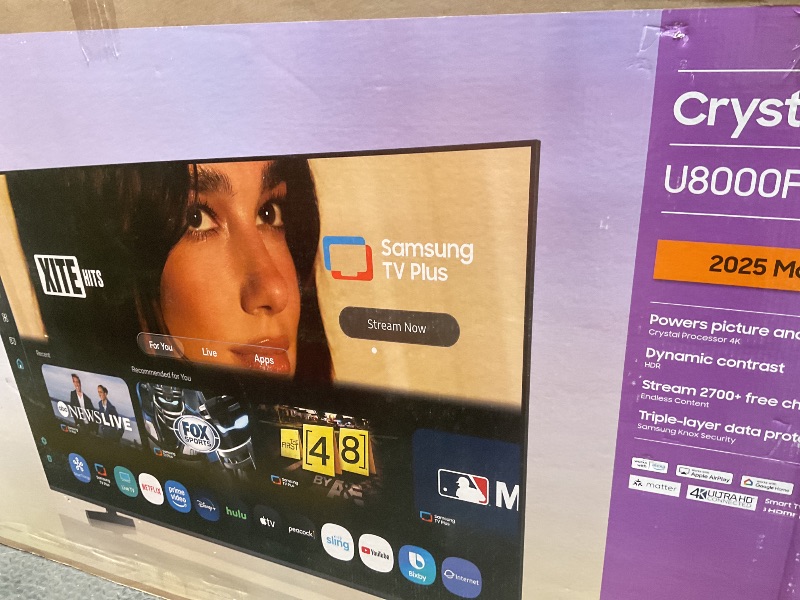 Photo 1 of ****BROKEN DAMGED SCREEN PARTS ONLY**** Samsung 75-Inch Class Crystal UHD U8000F 4K Smart TV (2025 Model) Endless Free Content, Crystal Processor 4K, MetalStream Design, Knox Security, Alexa Built-in