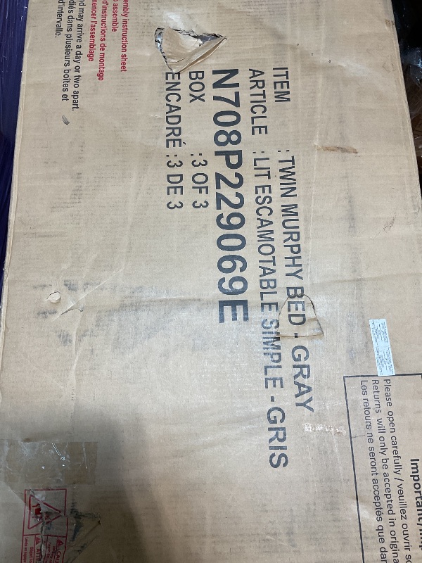 Photo 1 of ****INCOMPLETE SET BOX IS MARKED AS 3 of 3****Ball & Cast Queen Size Murphy Bed with Desk and Drawers,Wood Hidden Wall Bed with Side Wardrobe,Top Cabinet & Storage Shelves,Foldable Cabinet Bed Frame for Bedroom,Home Office,Guest Room,Gray