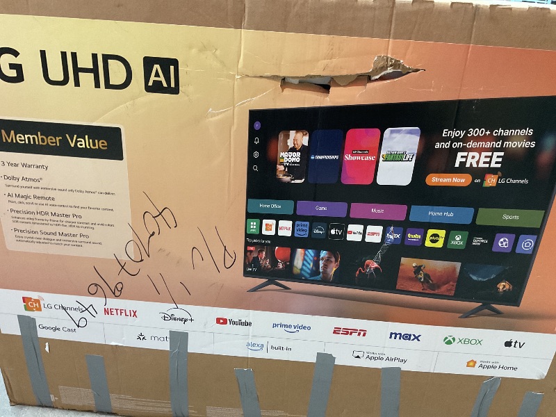 Photo 1 of ****BROKEN SCREEN PARTS ONLY**** LG 75-Inch Class UR9000 Series Alexa Built-in 4K Smart TV (3840 x 2160),Bluetooth, Wi-Fi, USB, Ethernet, HDMI 60Hz Refresh Rate, AI-Powered 4K,Black