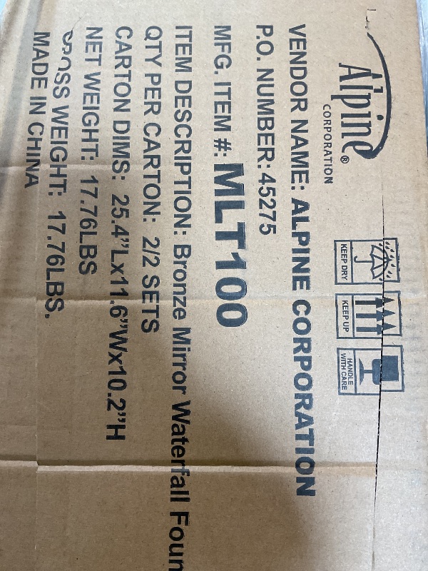 Photo 1 of ****BASE ONLY NO MIRROR INCLUDED. BOX LISTED AS 2/2 and 1/2 IS MISSING.**** Alpine Corporation MLT100 Mirror Waterfall Fountain with Stones & Lights - Zen Indoor/Outdoor Decor for Office, Living Room, Patio, Entryway - 72 Inches - Modern Wall-Mounted Wate