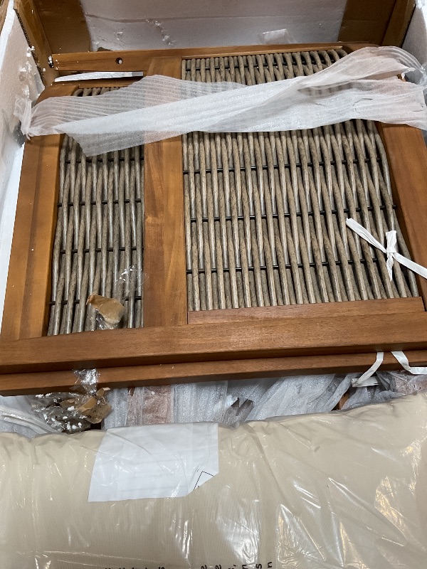 Photo 1 of ***PARTS ONLY*** Merax 4-Piece Outdoor Acacia Wood Wicker Conversation Set with Loveseat,Club Chairs and Coffetable for Backyard Garden