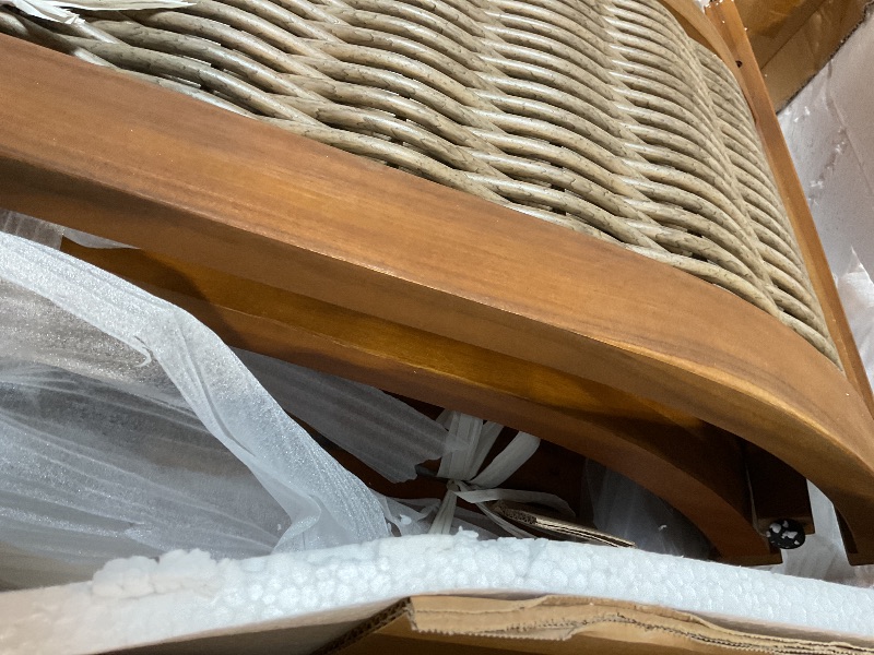 Photo 1 of ***PARTS ONLY*** Merax 4-Piece Outdoor Acacia Wood Wicker Conversation Set with Loveseat,Club Chairs and Coffetable for Backyard Garden