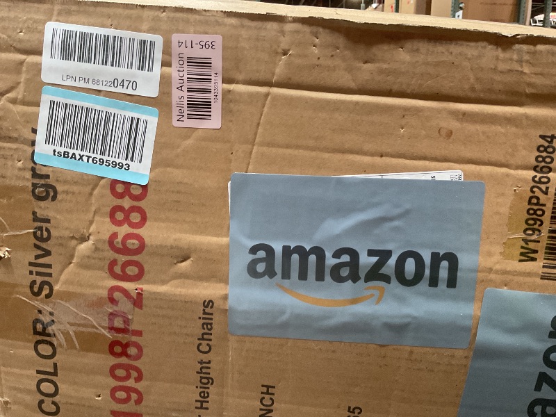 Photo 1 of ****FOUR CHAIRS ONLY***Trygoal Dining Table Set for 4, 5-Piece Dining Room Table Set with Square Crystal Decoration Table & 4 Upholstered Backrest Chairs, Counter Height Kitchen Sets with Wood Grain & Footrest, Grey